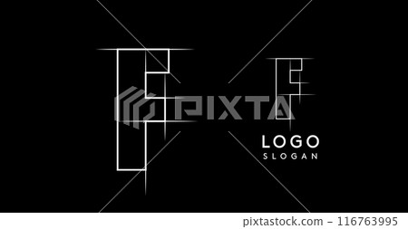 Letter F pencil drawn, architectural blueprint logo design, construction plan, technical drawing. Ideal for corporate branding, industrial projects, engineering firms. Vector illustration Letter F pencil drawn, architectural blueprint logo design, construction plan, technical drawing. Ideal for corporate branding, industrial projects, engineering firms. Vector illustration 116763995