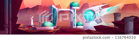 Alien space station base building on Mars planet Alien space station base building on Mars planet 116764010