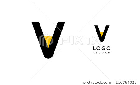 Bauhaus flat unique Letter V, color logo for business, tech apps, architectural brands. Minimal modular geometric design, simple modern branding. Vector logotype Bauhaus flat unique Letter V, color logo for business, tech apps, architectural brands. Minimal modular geometric design, simple modern branding. Vector logotype 116764023