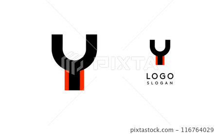 Bauhaus flat unique Letter Y, color logo for business, tech apps, architectural brands. Minimal modular geometric design, simple modern branding. Vector logotype 116764029