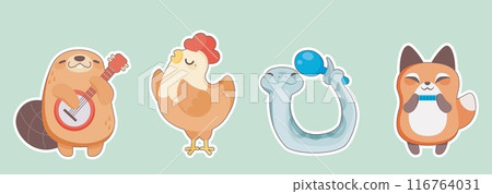 Cute animal band play on music instrument cartoon 116764031
