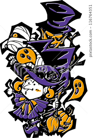 Illustrations <Halloween characters, wizard, Dracula, mummy, ghost> 116764351