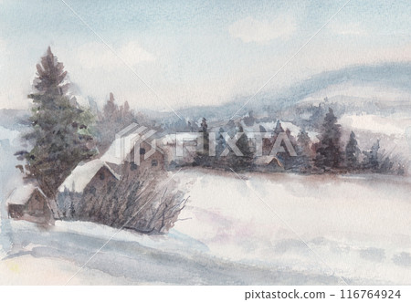 village in the vast winter hills village in the vast winter hills 116764924