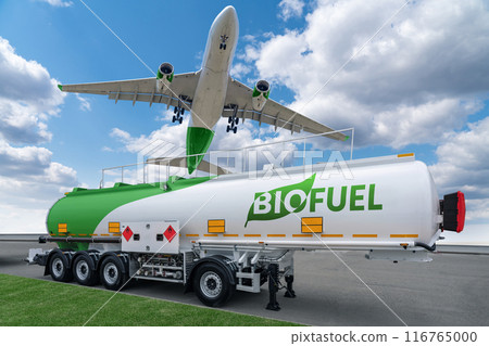 Airplane and biofuel tank trailer. New energy sources 116765000