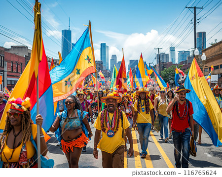 Juneteenth Parade Celebrates Freedom in City Streets. Generative AI 116765624