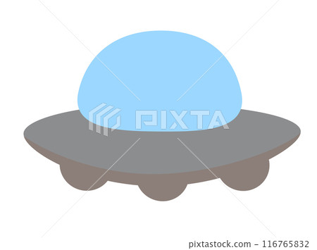 Alien spaceship, spacecrafts and UFO. Cosmic ship in form saucer for transportation. Children clip art. Vector cartoon flat illustration for space design. 116765832