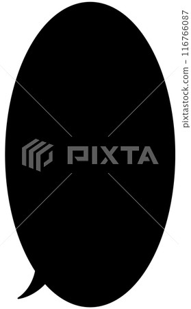 A vertical black speech bubble with a simple white border 116766087