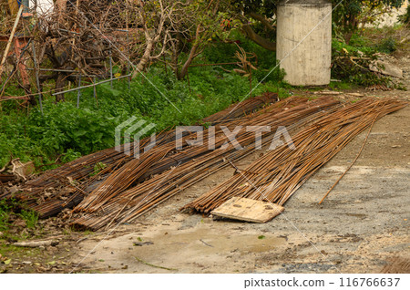 rebar lies on the street in a village in Cyprus 1 rebar lies on the street in a village in Cyprus 1 116766637