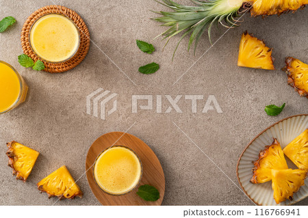 鳳梨 水果 果汁 夏天 飲料 Fresh pineapple juicy パイナップルジュース 116766941
