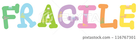 FRAGILE letters for font, typography, calligraphy, text, message, women empowerment, feminist, communication, compliment, logo, icon, sticker, ad template, social media, website, lifestyle 116767301