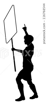 Protest Rally March Picket Sign Silhouette Person 116768544