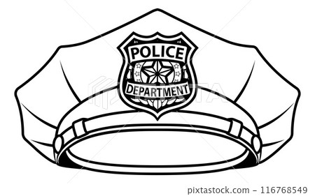 Police Man Policeman Cop Hat or Cap Cartoon Icon 116768549