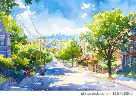 Beautiful cityscape illustration (watercolor) 116768863