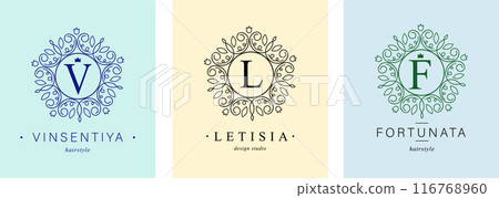 Monogram of letters . with Organic Plant Elements. Vector design. 116768960