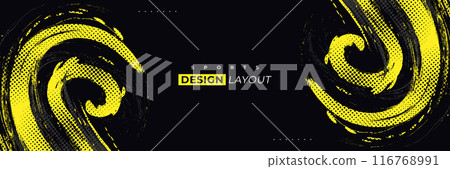 Abstract Background with Yellow and Gray Brush Texture and Halftone Effect. Grunge Sport Background, for Event Banner or Poster Design 116768991