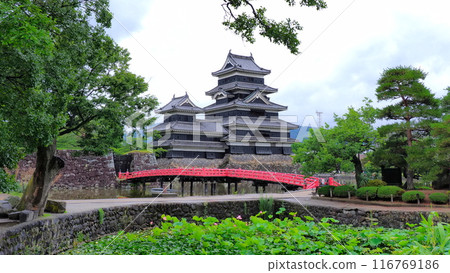 Matsumoto Castle Tower (summer cloudy sky) 1 116769186