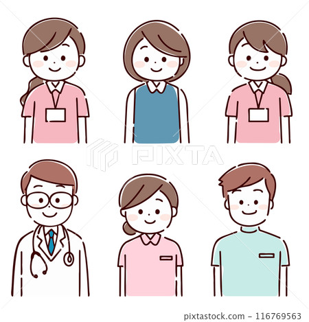 Smiling home medical team members Smiling home medical team members 116769563