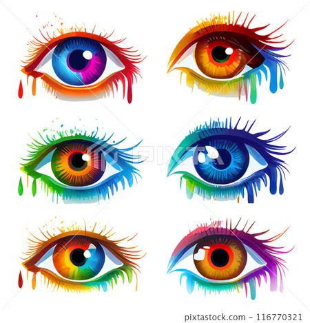 set vector illustration of make up in rainbow colors on eye 116770321