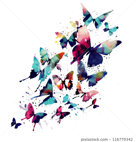 vector set illustration beautiful butterfly flying isolated on white background 116770342
