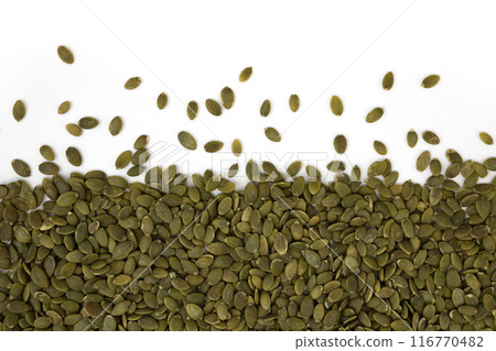 green pumpkin seeds isolated on white background green pumpkin seeds isolated on white background 116770482