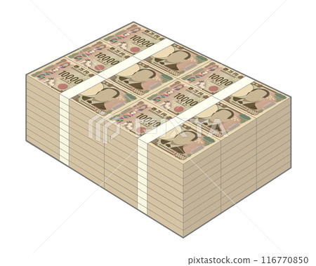 A stack of new 10,000 yen bills worth 60 million yen A stack of new 10,000 yen bills worth 60 million yen 116770850