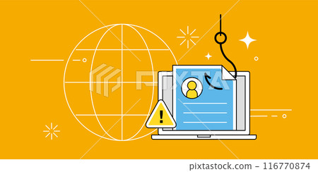 網路釣魚詐騙、網路犯罪、網路詐騙插畫素材 116770874