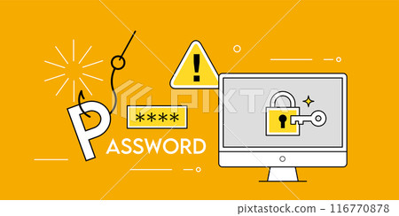 Illustration material of phishing scams, password theft and security measures Illustration material of phishing scams, password theft and security measures 116770878