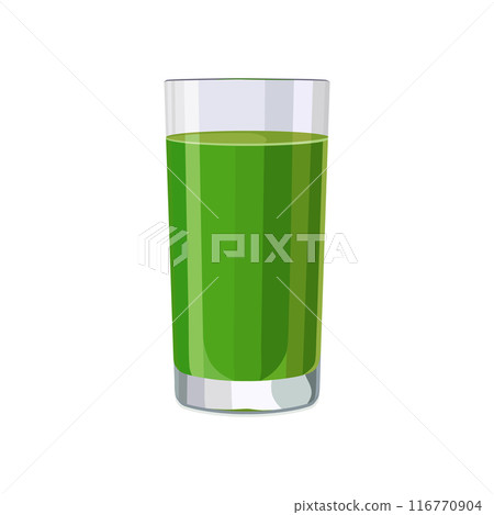 Full glass of green juice. Isolated vector summer drink for flat design 116770904