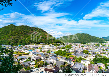 [Important Preservation District for Groups of Traditional Buildings] The streets of Tatsuno, seen from Tatsuno Park in early autumn, Important Preservation District for Groups of Traditional Buildings 10, Tatsuno City, Hyogo Prefecture 116771377