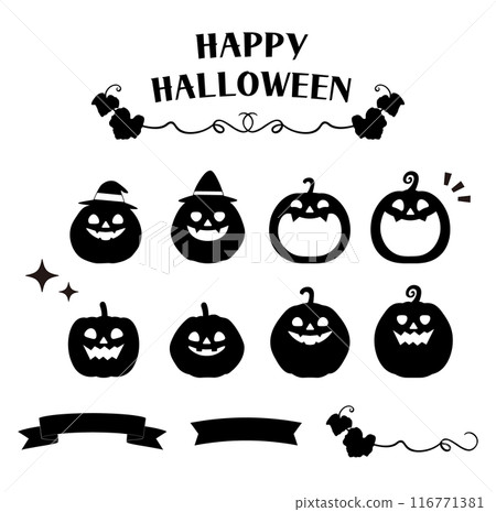 Cute Halloween pumpkin and leaf silhouette background frame 116771381