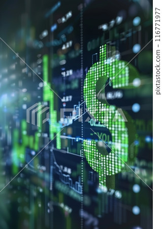 Digital Financial Data with Dollar Sign. 116771977
