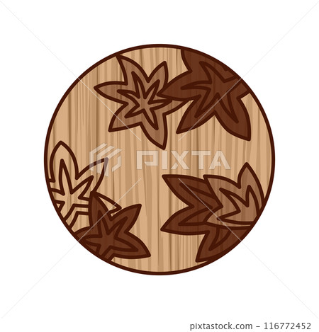 木雕風格圓形簡約花札神無月秋葉十月秋葉碎片 木雕風格圓形簡約花札神無月秋葉十月秋葉碎片 116772452