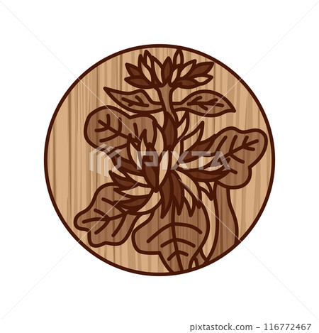 Simple circular wooden playing card - Nagatsuki, Chrysanthemum, September, Chrysanthemum casing 116772467