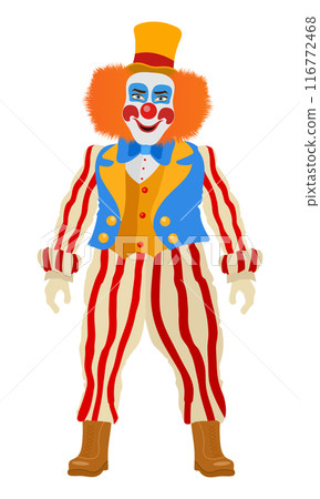 cheerful clown actor and circus character flat style vector illustration 116772468