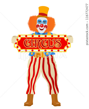 cheerful clown actor and circus character flat style vector illustration 116772477