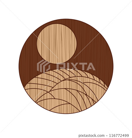 Wood carving style circular Hanafuda card - August, Awake, Moon, Awake and Moon Wood carving style circular Hanafuda card - August, Awake, Moon, Awake and Moon 116772499