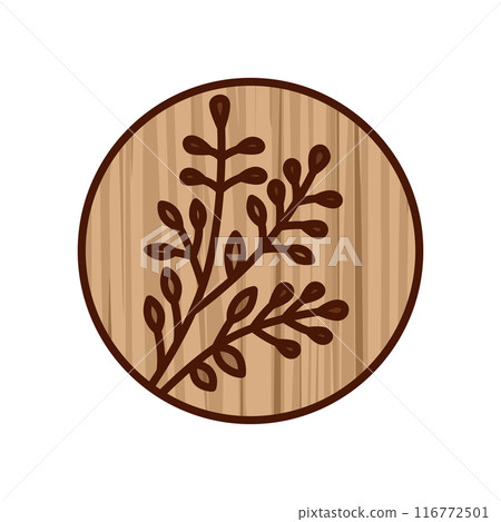 Wood carving style circular mini Hanafuda cards - Fumizuki, Hagi, July, Hagi cass Wood carving style circular mini Hanafuda cards - Fumizuki, Hagi, July, Hagi cass 116772501