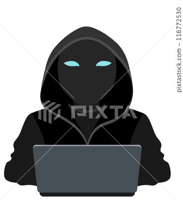 young hacker programmer it specialist coder sitting at a laptop in a sweater with a hood flat style vector illustration young hacker programmer it specialist coder sitting at a laptop in a sweater with a hood flat style vector illustration 116772530