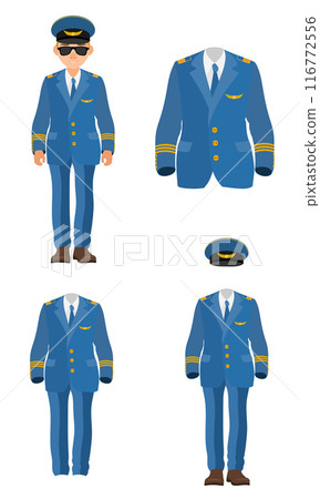 pilot uniform suit work clothes flat style vector illustration 116772556