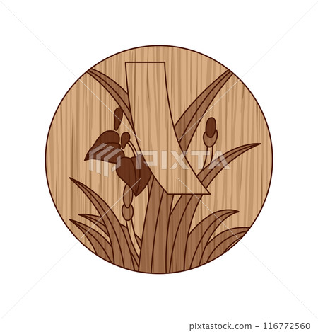 木雕風格圓形花卡鳶尾花森輪小月紅短五月鳶尾紅短 木雕風格圓形花卡鳶尾花森輪小月紅短五月鳶尾紅短 116772560