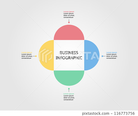 flower with square shape template for business infographic for presentation for 4 element flower with square shape template for business infographic for presentation for 4 element 116773756