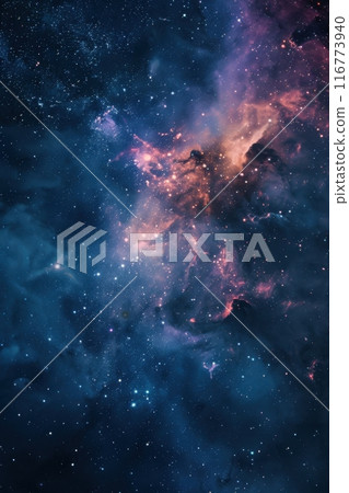 Deep space nebula with bright stars and cosmic dust. Vertical background. Generative AI 116773940
