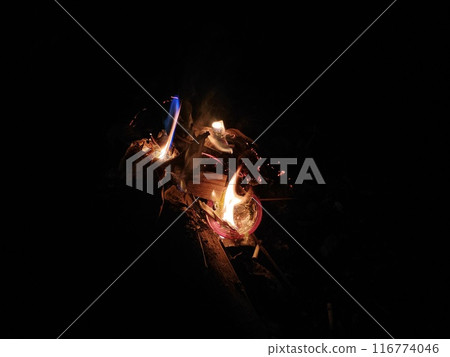 fire flames on black background 116774046