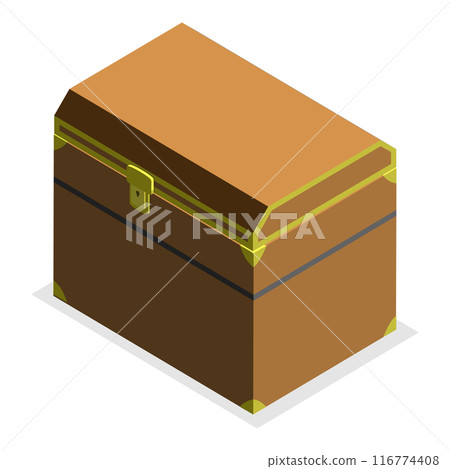 3D Isometric Flat Vector Set of Chests, Empty Treasure Boxes. Item 3 116774408