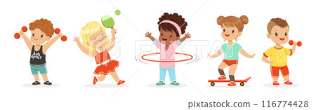 Playful Kid Character Enjoy Sport Game Leisure Activity Vector Set Playful Kid Character Enjoy Sport Game Leisure Activity Vector Set 116774428