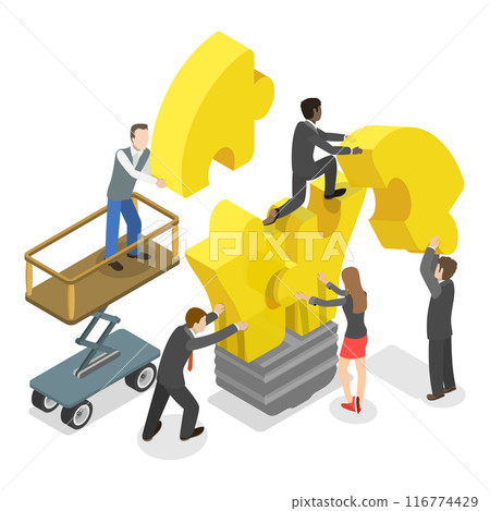 3D Isometric Flat Vector Illustration of Teamwork, Partnership for Achieving Team Success. Item 3 116774429