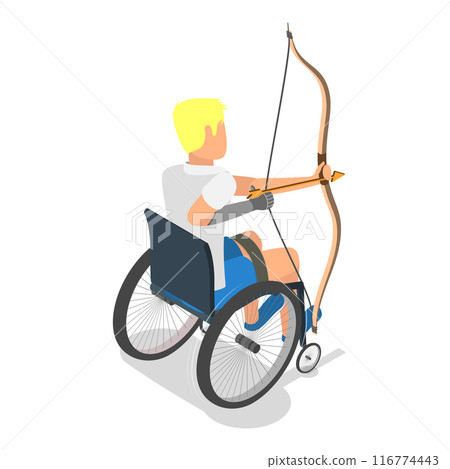 3D Isometric Flat Vector Set of Paralympians, Sportsmen with Disabilities. Item 2 3D Isometric Flat Vector Set of Paralympians, Sportsmen with Disabilities. Item 2 116774443