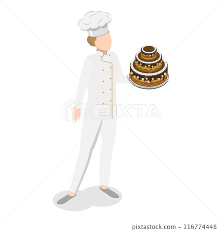 3D Isometric Flat Vector Illustration of Professional Baker, Happy Bakehouse Workers. Item 3 116774448