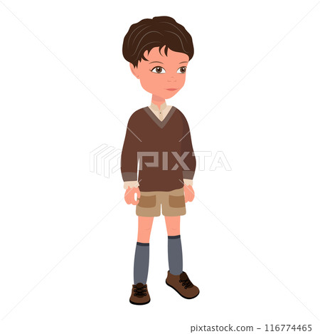 Flat Vector Illustration of Kid Boy Wearing Sweater, Cartoon Character Set For Animation, Various Views, Poses and Gestures. Item 4 Flat Vector Illustration of Kid Boy Wearing Sweater, Cartoon Character Set For Animation, Various Views, Poses and Gestures. Item 4 116774465