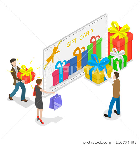 3D Isometric Flat Illustration of Celebrating Party, Happy Cheerful People. Item 1 116774493